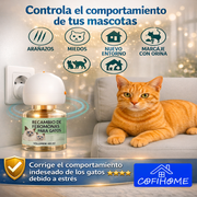Difusor de Feromonas Calmantes para Gatos - 1 Difusor + 2 recambios 48ml - Solución a Estrés Felino